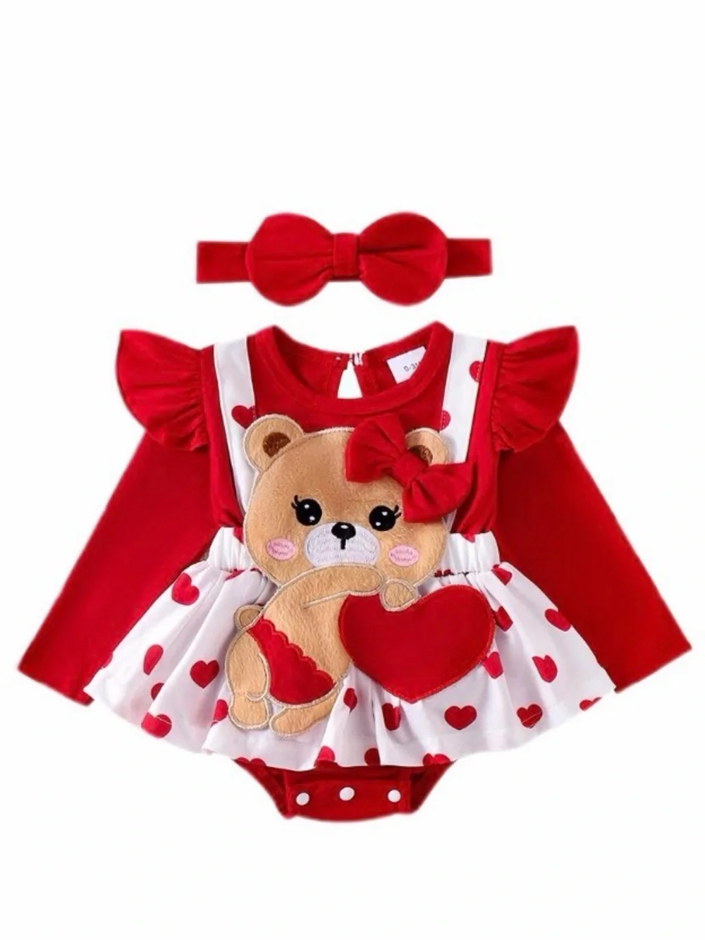 Bear Heart Baby Dress with Headband